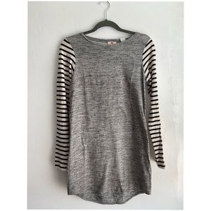 Gray Striped Casual Dress